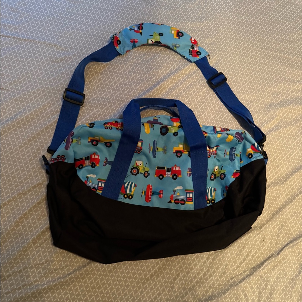 Boys Overnight Travel Duffel Bag Trains Planes & Trucks